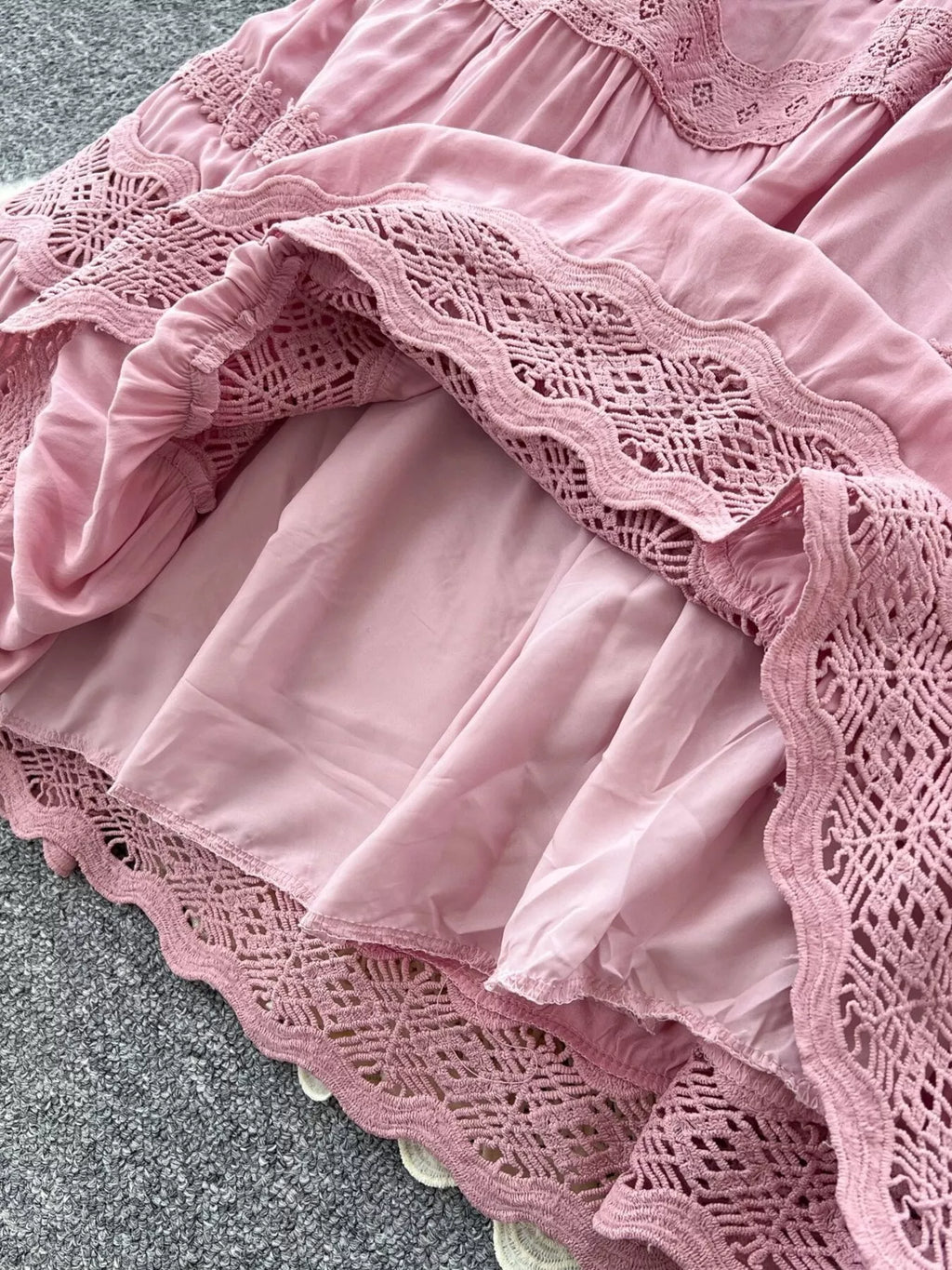 Drawstring Lace Tiered Skirt