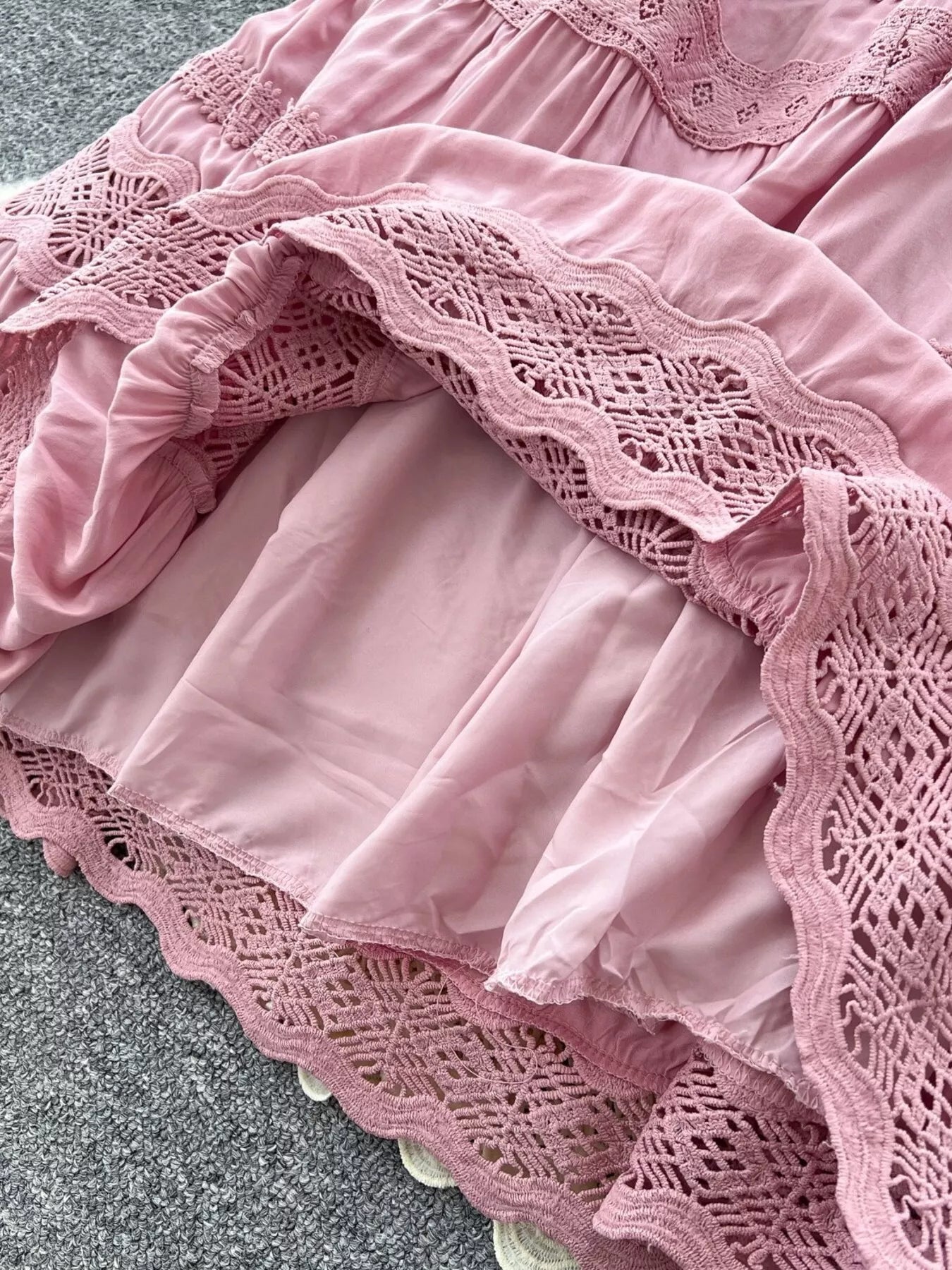 Drawstring Lace Tiered Skirt
