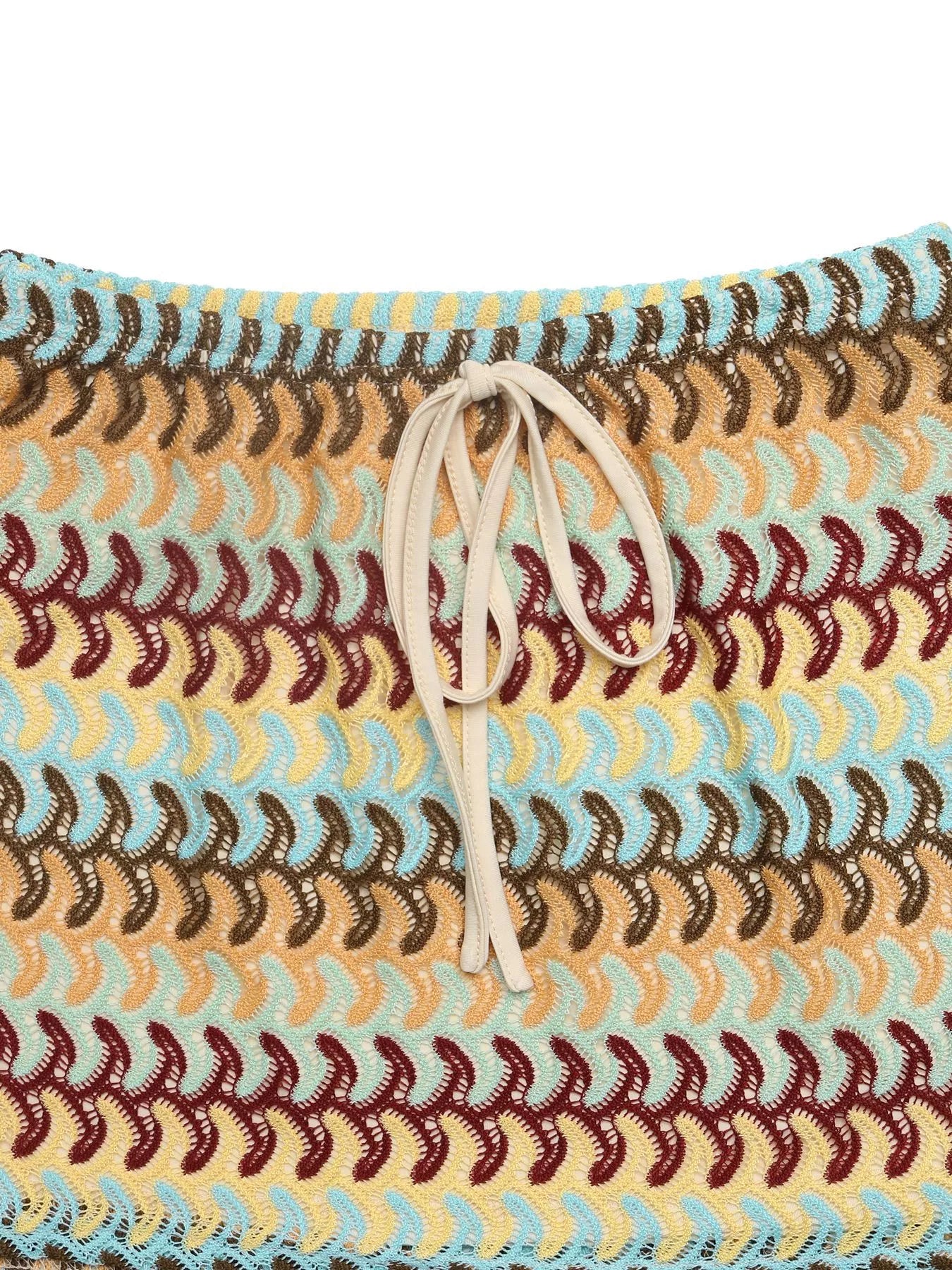 Crochet Drawstring Mini Skirt