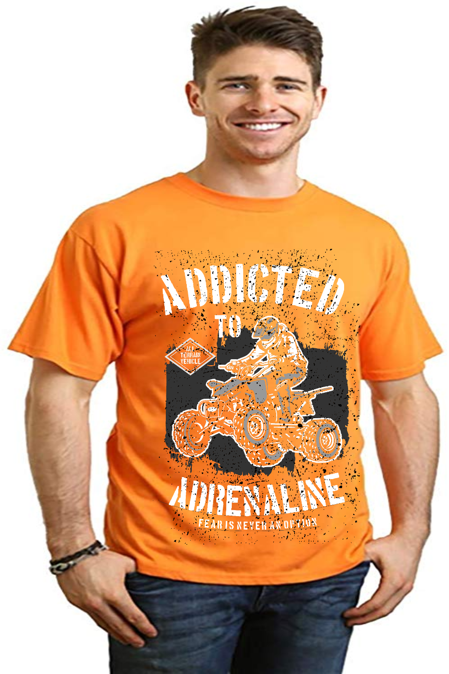 Spun Bamboo Addicted To Adrenaline Men's Bamboo Viscose/Organic Cotton Short Sleeve Graphic T-Shirt — color detail