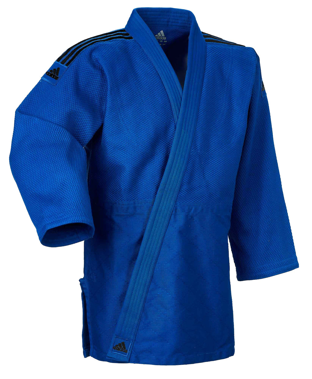 Judo Gear USA J690 Quest Blue with Black Stripes — detail close-up