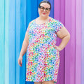 Princess Awesome & Boy Wonder Adult "Jewelbug" Rainbow of Bugs Cap Sleeve Dress with Pockets — main product shot