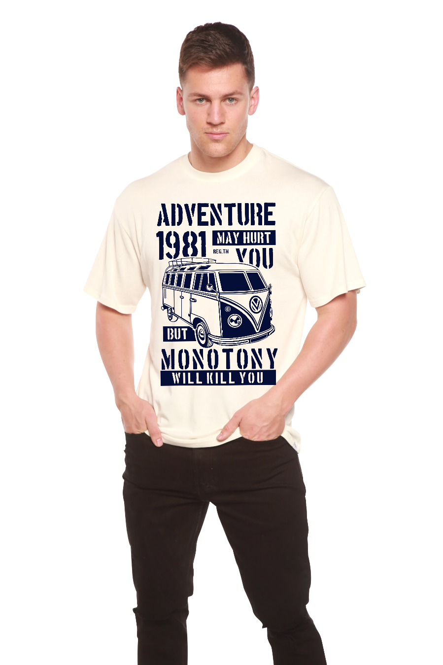Spun Bamboo Adventure 1981 Men's Bamboo Viscose/Organic Cotton Short Sleeve Graphic T-Shirt — main product shot