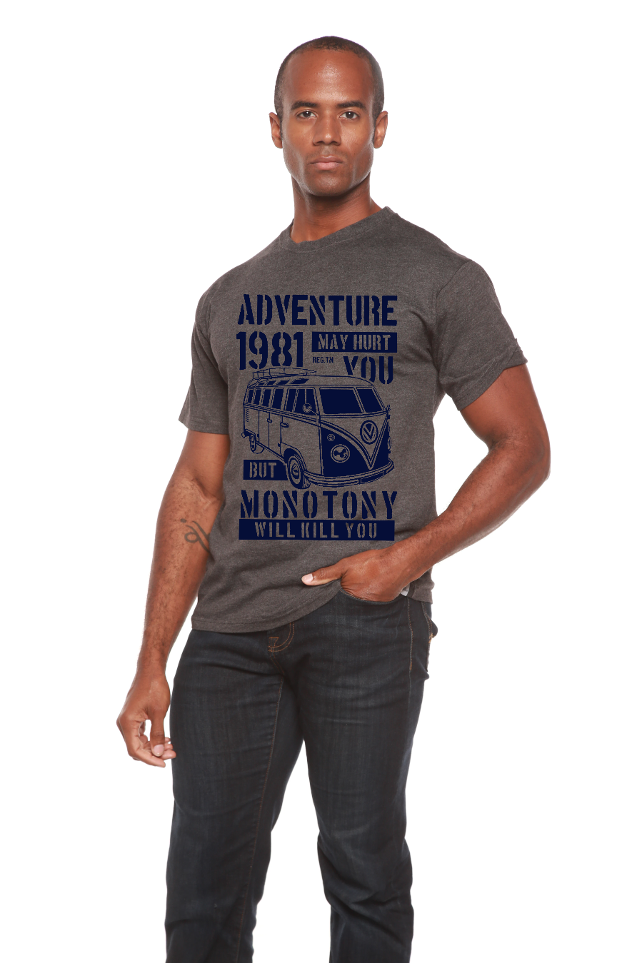 Spun Bamboo Adventure 1981 Men's Bamboo Viscose/Organic Cotton Short Sleeve Graphic T-Shirt — side view