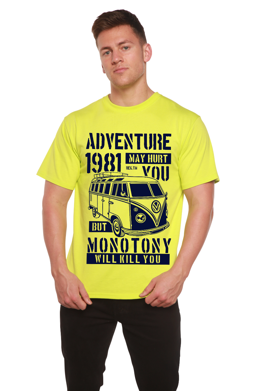 Spun Bamboo Adventure 1981 Men's Bamboo Viscose/Organic Cotton Short Sleeve Graphic T-Shirt — back view