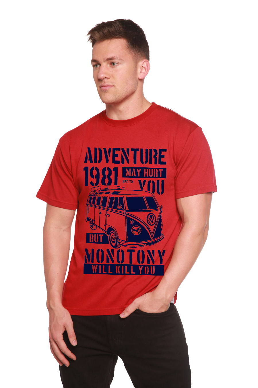 Spun Bamboo Adventure 1981 Men's Bamboo Viscose/Organic Cotton Short Sleeve Graphic T-Shirt — color detail