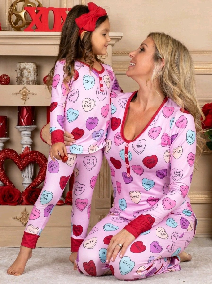 Valentine's Day Love Print Pajamas - Parent Child Matching Set