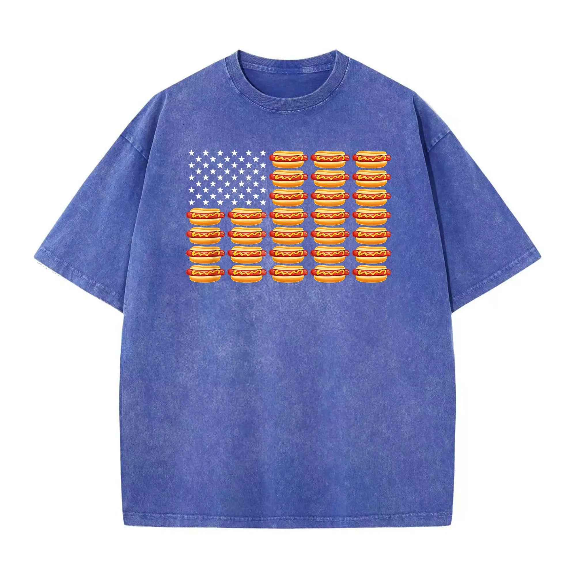 Funny July 4th Hot Dog T-Shirt – Retro American Flag Patriotic Summer BBQ Tee, Vintage Washed Lightweight Cotton Glizzy Freedom Top
