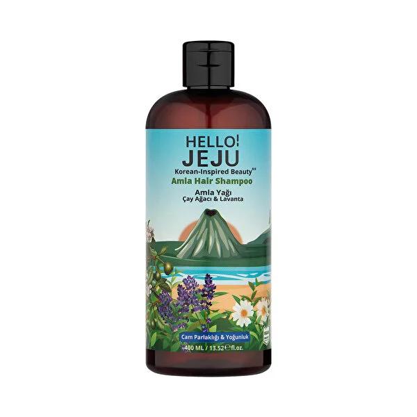 Hello Jeju Amla Oil Shampoo (400ml) - Strengthens Hair, Prevents Hair Loss & Adds Intense Shine - Natural Tea Tree & Lavender Infused Scalp Cleansing