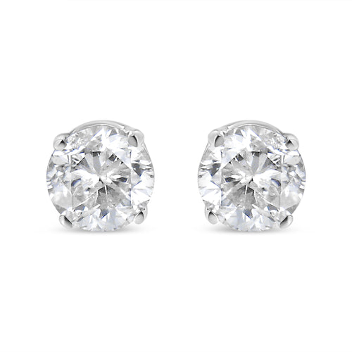 14K White Gold 5/8 Cttw Round Brilliant-Cut Lab Grown Diamond Classic 4-Prong Push back Stud Earrings (F-G Color, VS1-VS2 Clarity)