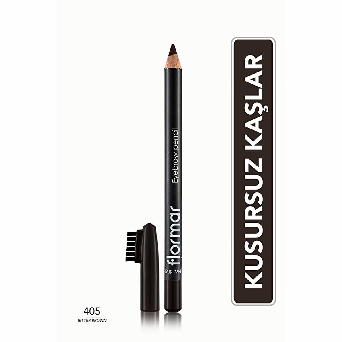 Flormar Bitter Brown Eyebrow Pencil with Soft Tip Applicator & Blending Brush | Long Lasting, Natural Definition