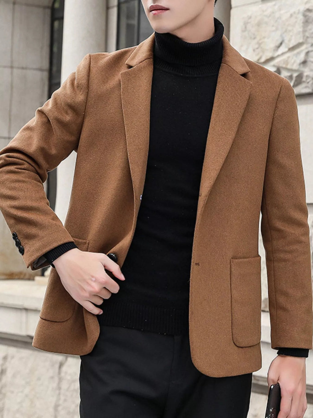 Men's Plus Size Lapel Collar Long Sleeve Blazer