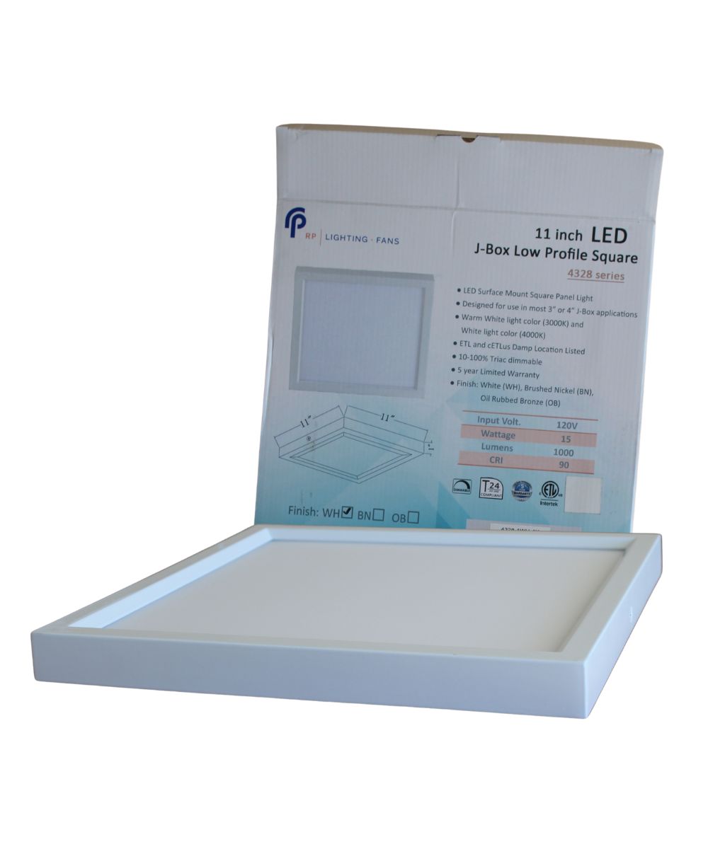 11"W 1-Light Square LED Flush Mount Light Fixture White Acrylic Finish – LampsUSA, view 8