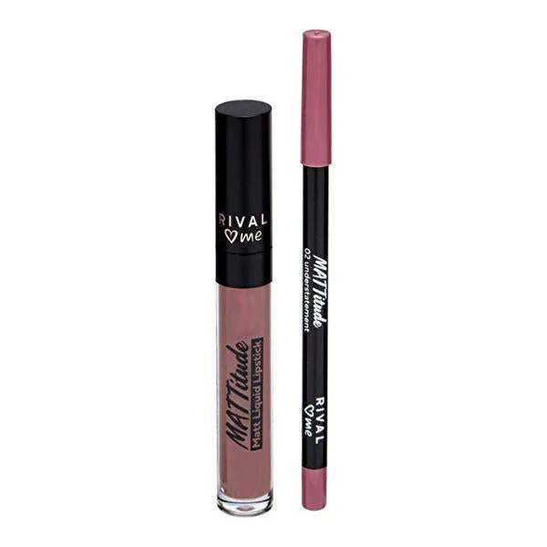 Rival Loves Me Matte Liquid Lipstick & Pencil Duo - Long Lasting Lip Color, Creamy Texture, Lip Care Products