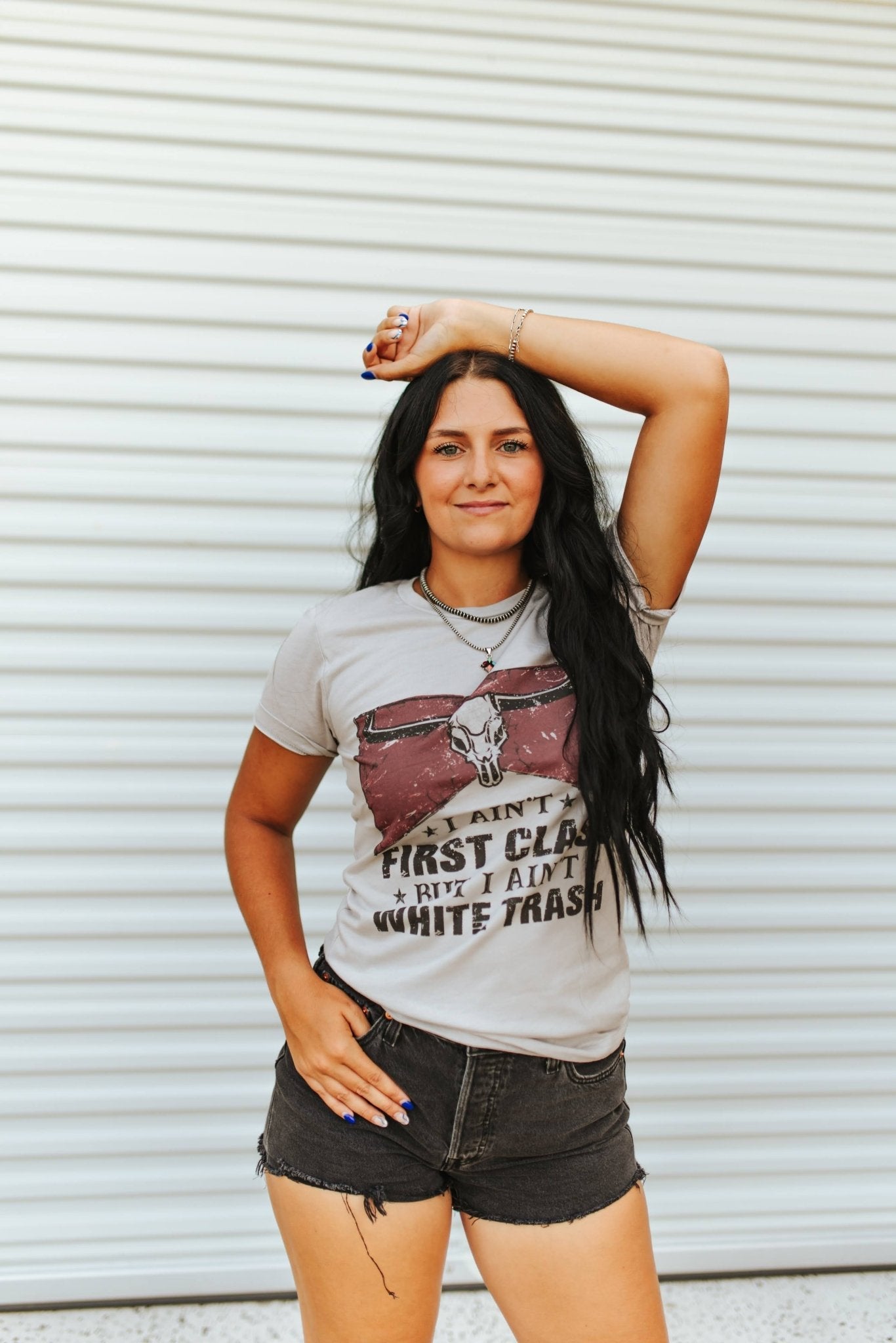 Wild Junkie Ain't First Class Graphic Tee — construction detail
