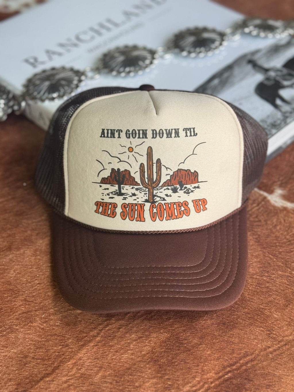 Wild Junkie Ain't Going Down Trucker Hat — detail close-up