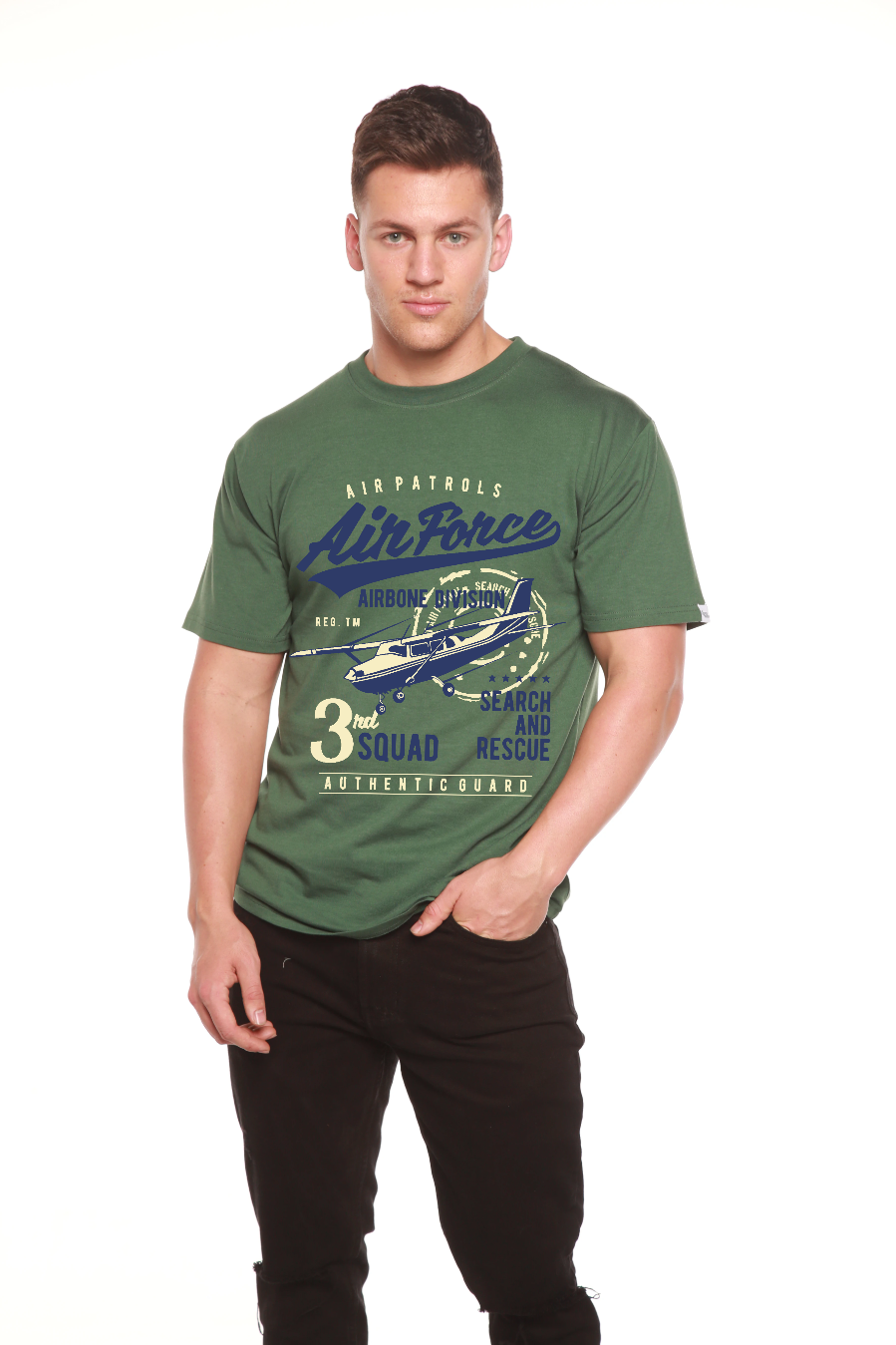Spun Bamboo Air Force Men's Bamboo Viscose/Organic Cotton Short Sleeve Graphic T-Shirt — main product shot