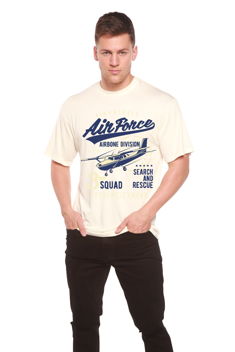 Spun Bamboo Air Force Men's Bamboo Viscose/Organic Cotton Short Sleeve Graphic T-Shirt — back view