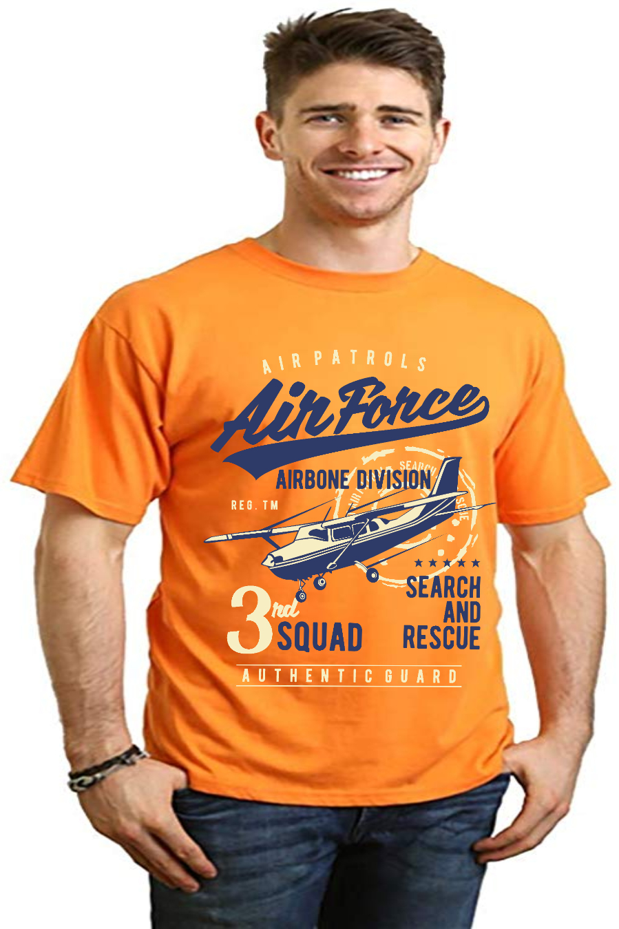 Spun Bamboo Air Force Men's Bamboo Viscose/Organic Cotton Short Sleeve Graphic T-Shirt — fabric or material detail