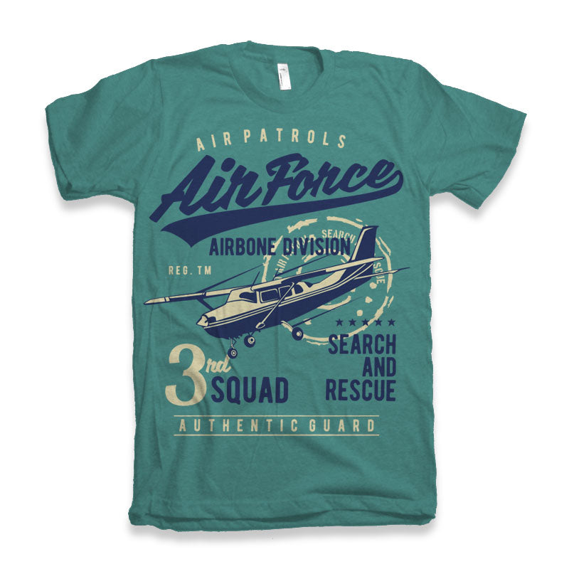 Spun Bamboo Air Force Men's Bamboo Viscose/Organic Cotton Short Sleeve Graphic T-Shirt — detail close-up