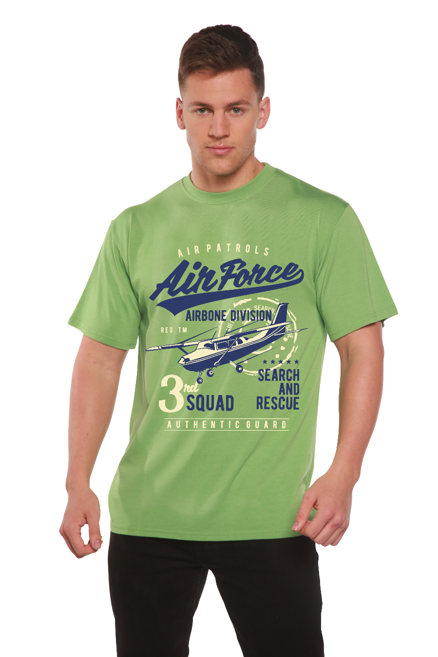 Spun Bamboo Air Force Men's Bamboo Viscose/Organic Cotton Short Sleeve Graphic T-Shirt — alternative angle