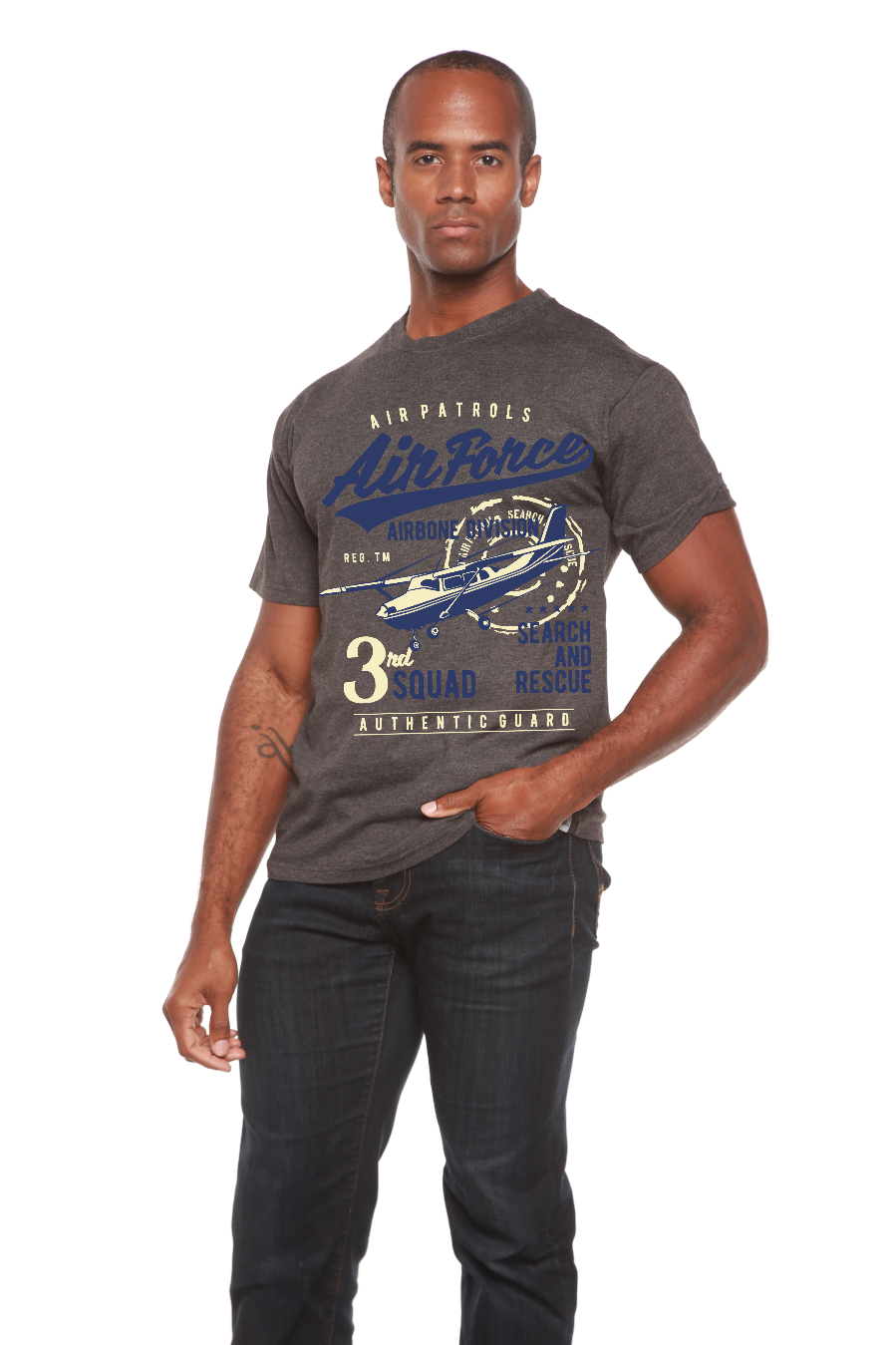 Spun Bamboo Air Force Men's Bamboo Viscose/Organic Cotton Short Sleeve Graphic T-Shirt — in-use photo