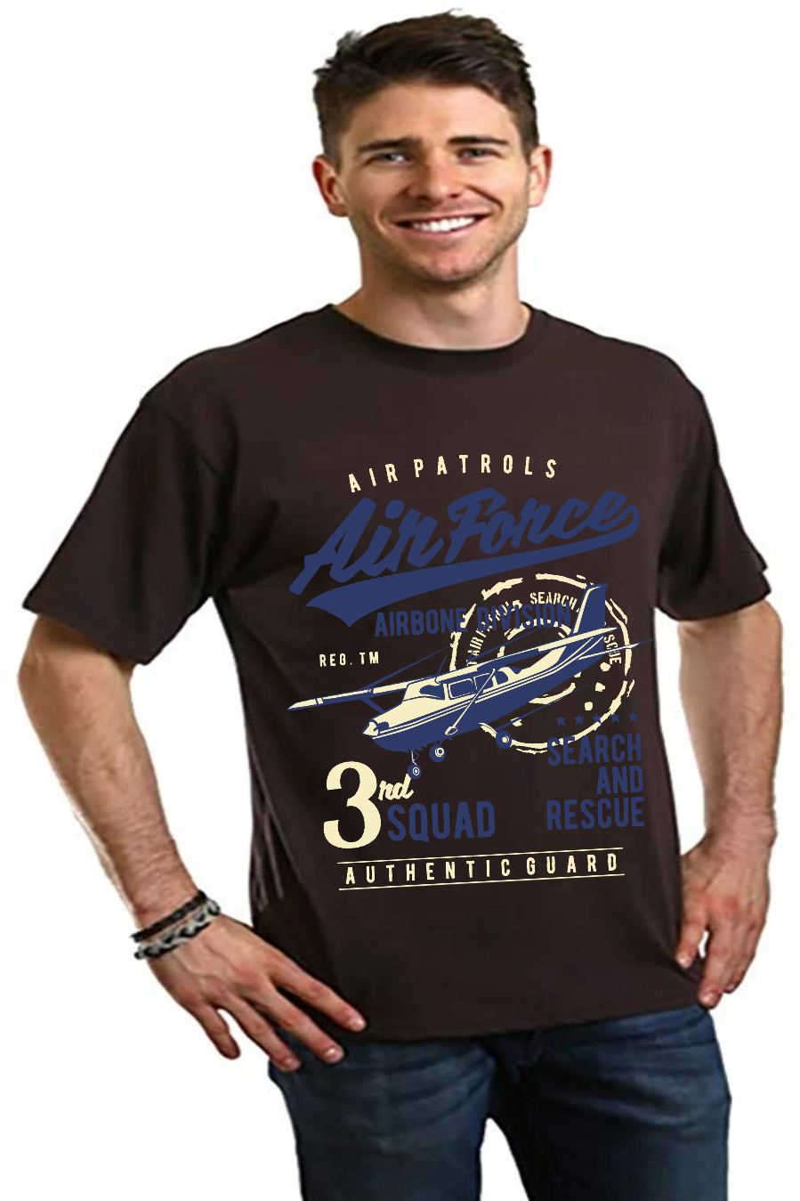 Spun Bamboo Air Force Men's Bamboo Viscose/Organic Cotton Short Sleeve Graphic T-Shirt — side view