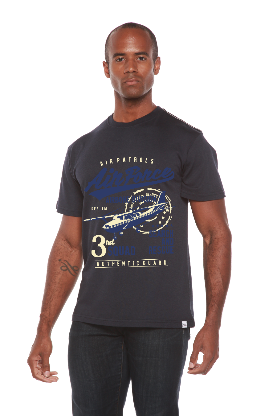 Spun Bamboo Air Force Men's Bamboo Viscose/Organic Cotton Short Sleeve Graphic T-Shirt — lifestyle context