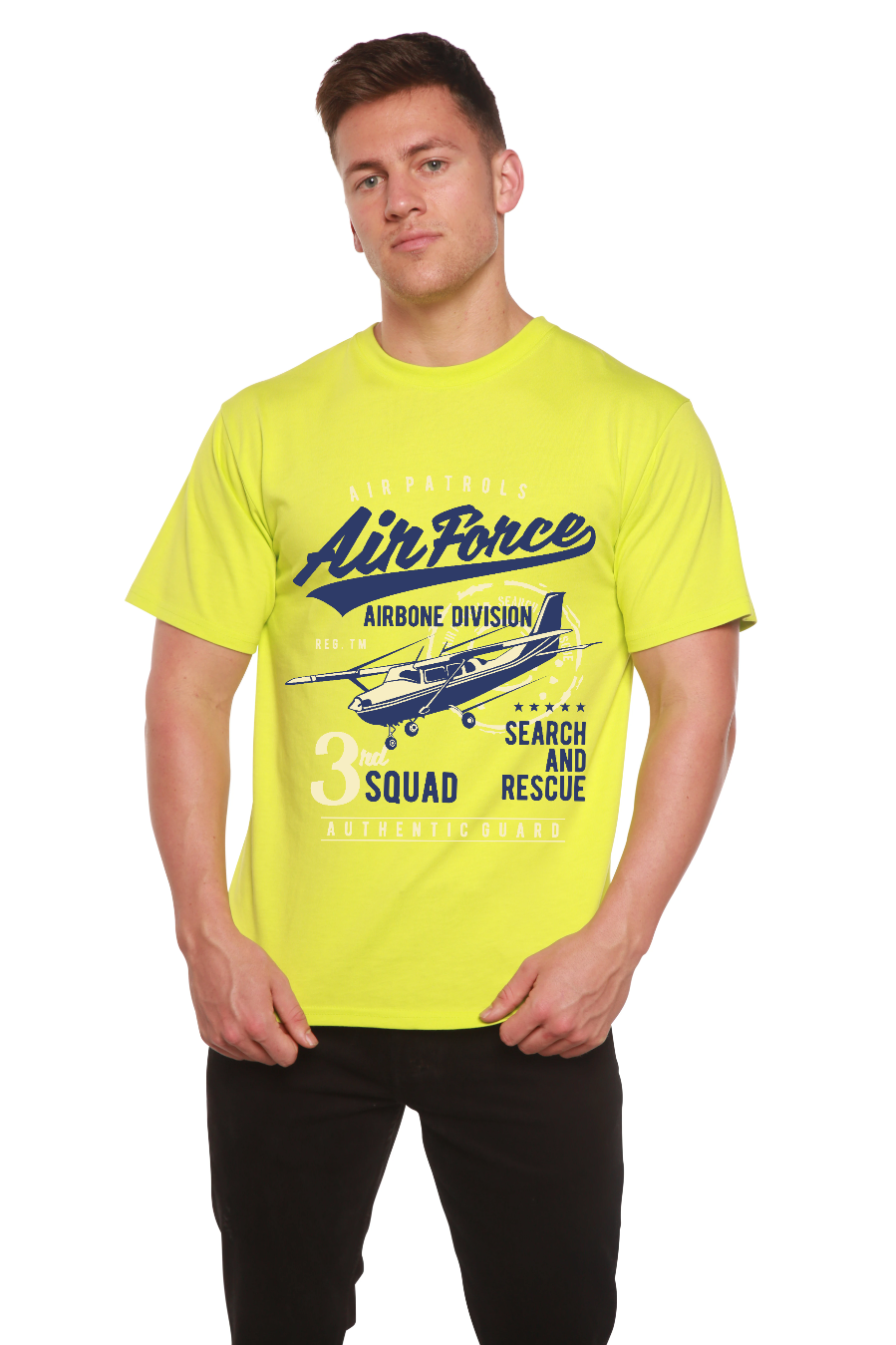 Spun Bamboo Air Force Men's Bamboo Viscose/Organic Cotton Short Sleeve Graphic T-Shirt — color detail