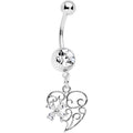 BodyCandy Clear Gem Filigree Heart Flower Dangle Belly Ring — main product shot