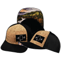 The Heartbeat Brand Alabama Hat - Baseball Hat Fit - Cork - Black - Trucker Mesh — main product shot