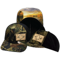 The Heartbeat Brand Alabama Hat - Baseball Hat Fit - Tan Tree Camo / Black - Laser Mesh — main product shot
