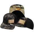 The Heartbeat Brand Alabama Hat - Baseball Hat Fit - Tan Camo / Black - Trucker Mesh — main product shot