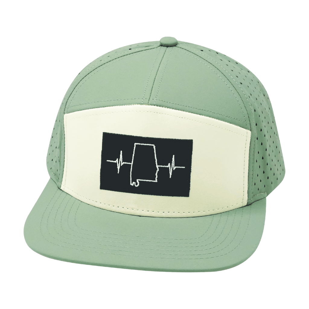 The Heartbeat Brand Alabama Hat - Flat Bill - Sage / Cream - Laser Mesh — back view