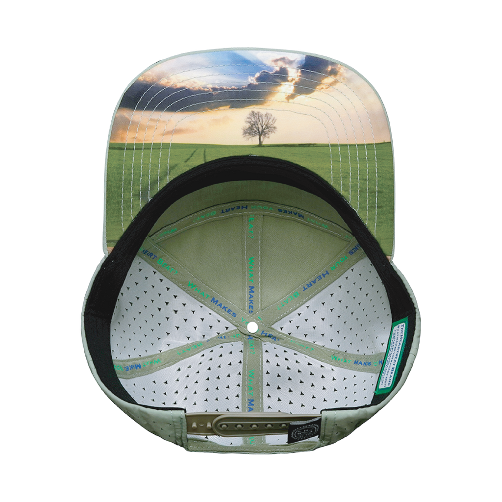 The Heartbeat Brand Alabama Hat - Flat Bill - Sage / Cream - Laser Mesh — alternative angle