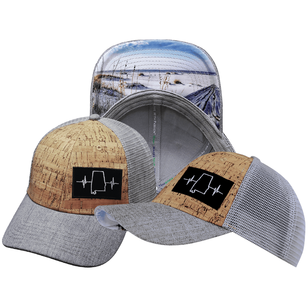 The Heartbeat Brand Alabama Hat - Low Profile - Cork - Heather Gray / Gray - Trucker Mesh — main product shot