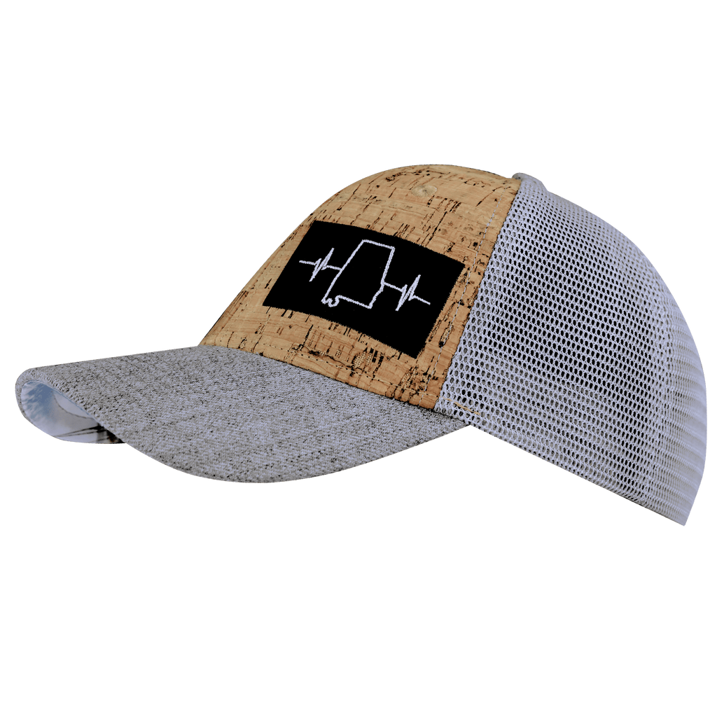 The Heartbeat Brand Alabama Hat - Low Profile - Cork - Heather Gray / Gray - Trucker Mesh — back view