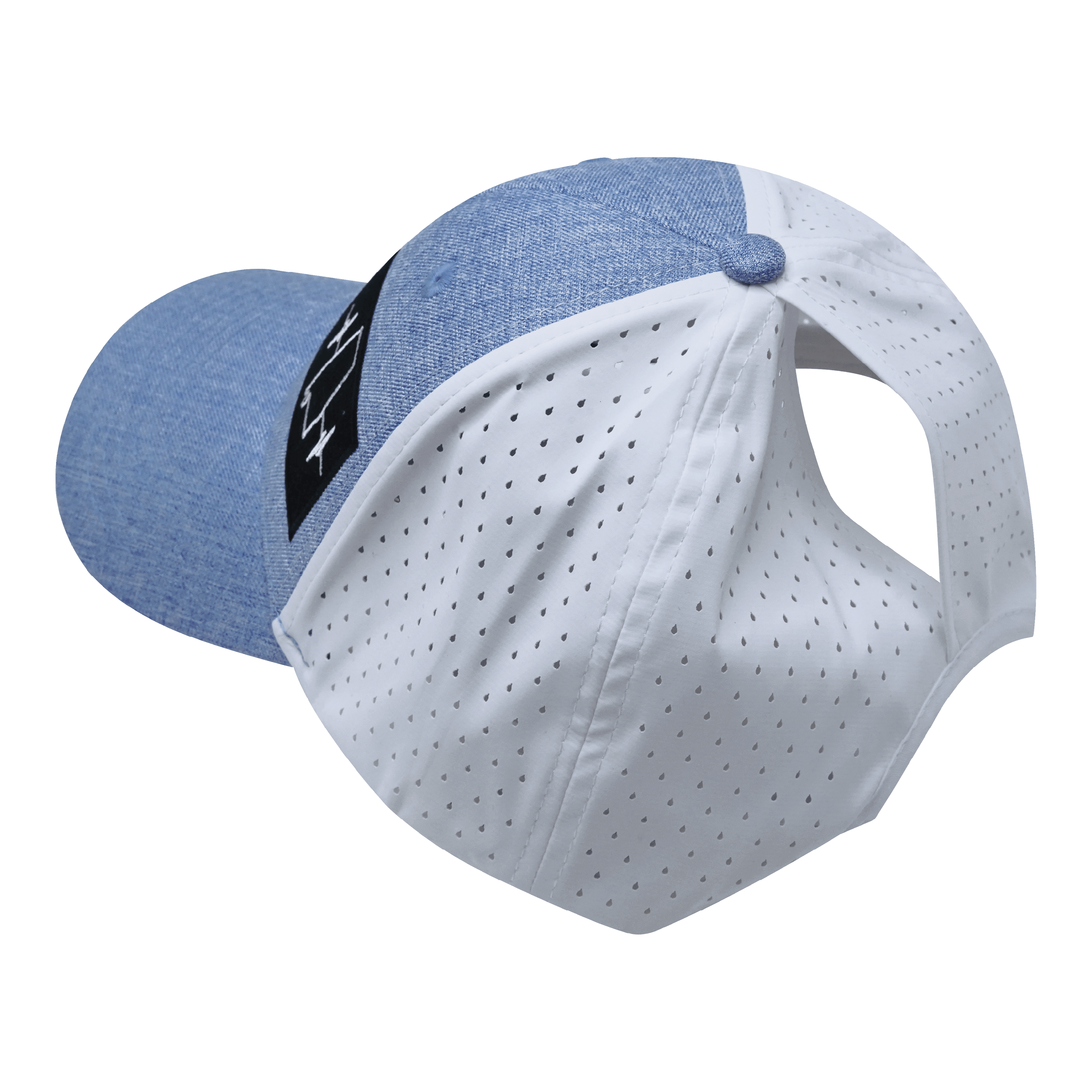 The Heartbeat Brand Alabama Hat - Low Profile - Ponytail - Light Blue / White - Laser Mesh — packaging