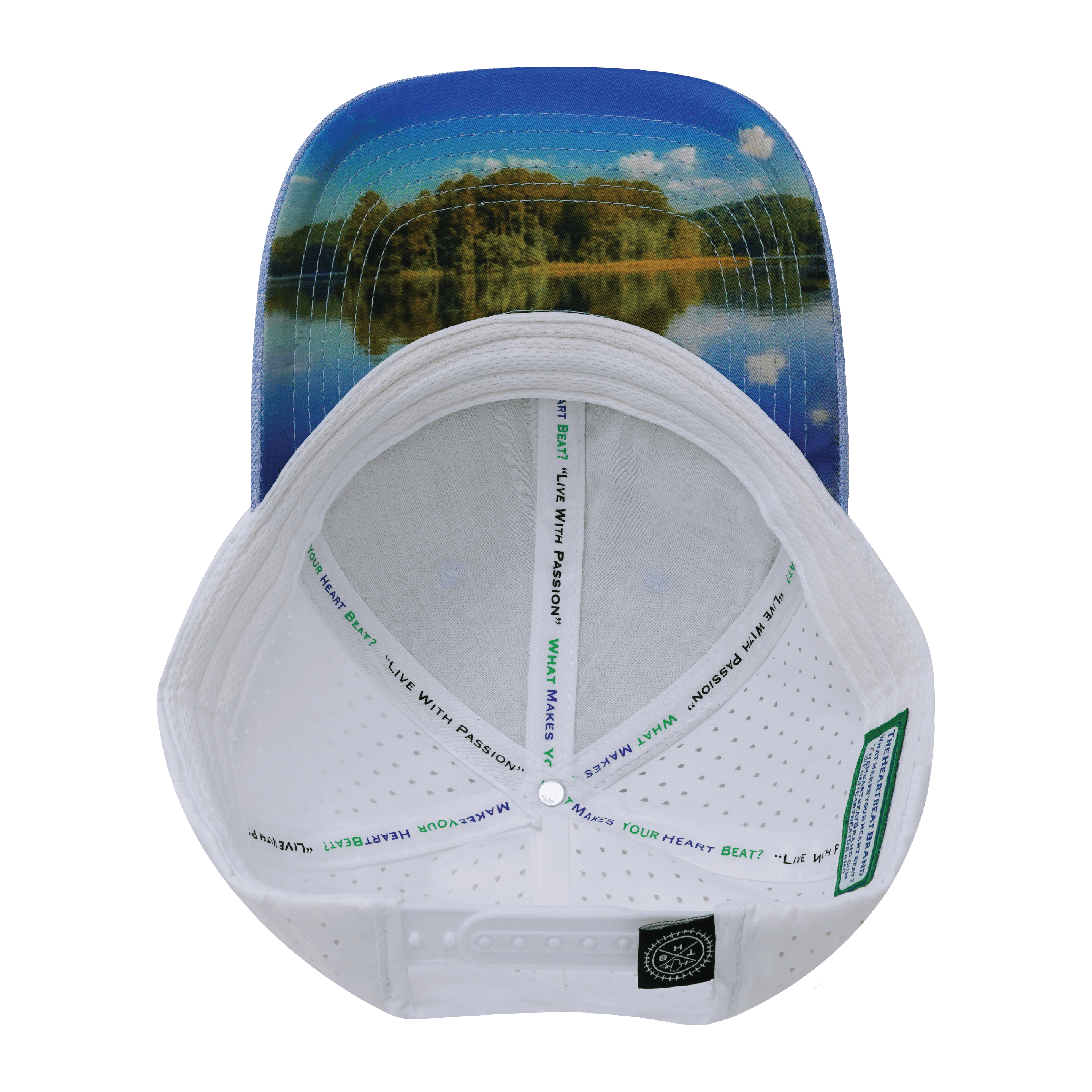 The Heartbeat Brand Alabama Hat - Low Profile - Ponytail - Light Blue / White - Laser Mesh — color detail