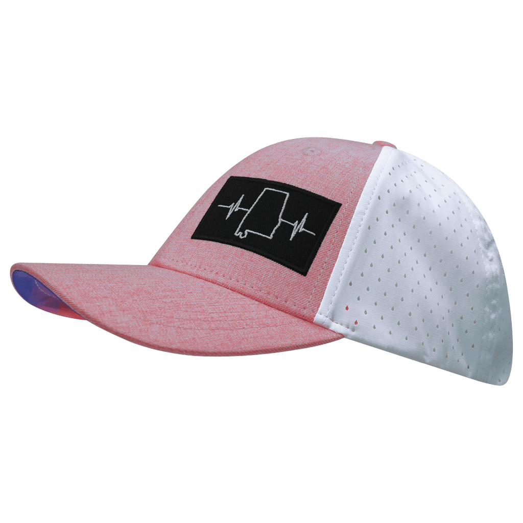 The Heartbeat Brand Alabama Hat - Low Profile - Ponytail - Pink / White - Laser Mesh — alternative angle