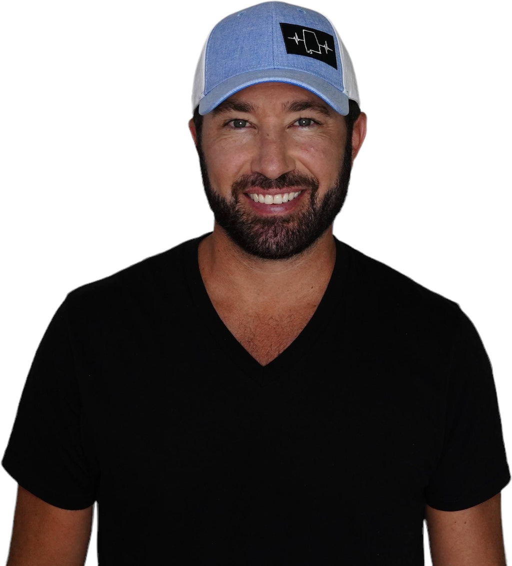 The Heartbeat Brand Alabama Hat - Low Profile - Ponytail - Light Blue / White - Laser Mesh — back view