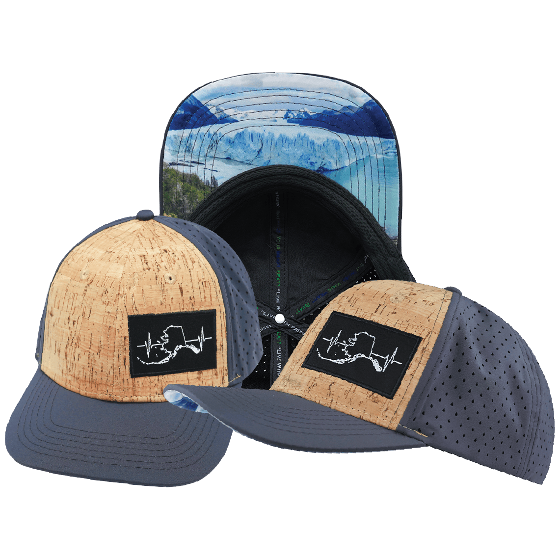 The Heartbeat Brand Alaska Baseball Hat — Cork Charcoal — main product shot