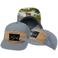 The Heartbeat Brand Alaska Flat Bill Hat — Cork Gray Blue — main product shot