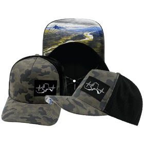 Alaska Hat - Trucker Hat - Soft Charcoal Camo / Black - Laser Mesh