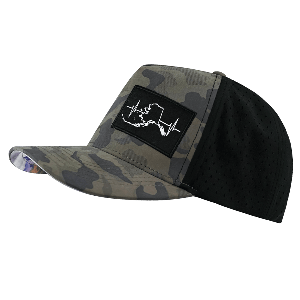 Alaska Hat - Trucker Hat - Soft Charcoal Camo / Black - Laser Mesh