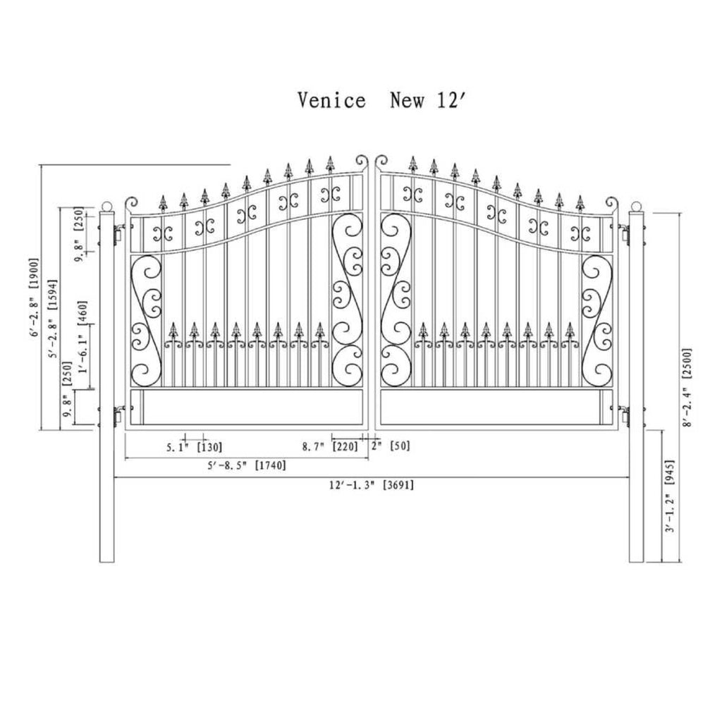 [12-18FT] Heavy-Duty Venice-Style Steel Dual-Swing Driveway Gate (SAK68025) – SAKSBY WHOLESALE, view 15