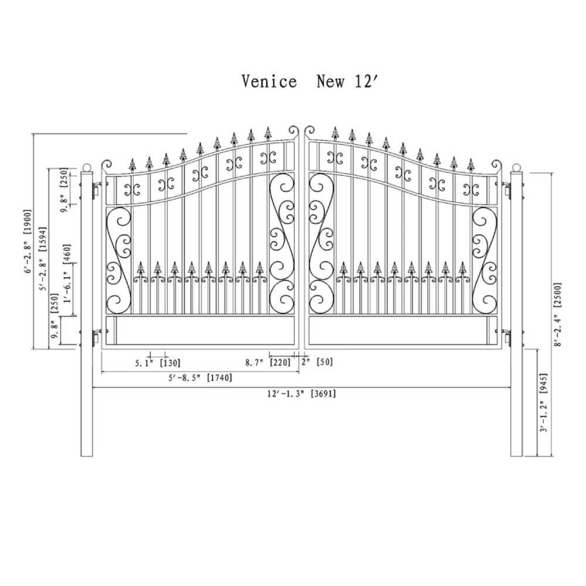 [12-18FT] Heavy-Duty Venice-Style Steel Dual-Swing Driveway Gate (SAK68025) – SAKSBY WHOLESALE, view 15