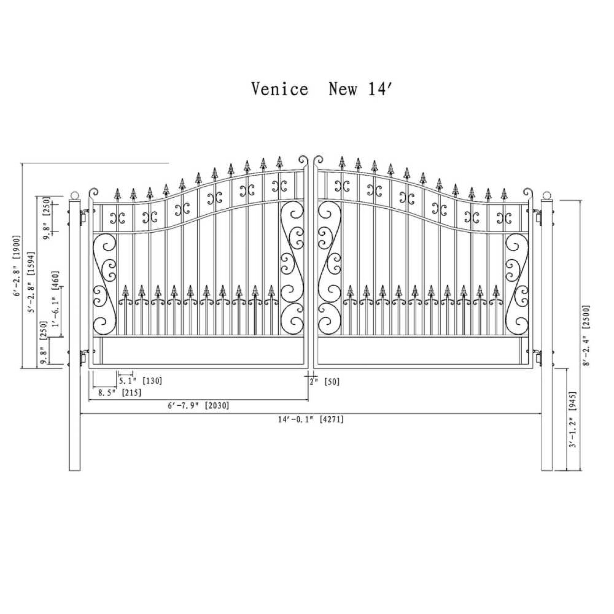 [12-18FT] Heavy-Duty Venice-Style Steel Dual-Swing Driveway Gate (SAK68025) – SAKSBY WHOLESALE, view 16