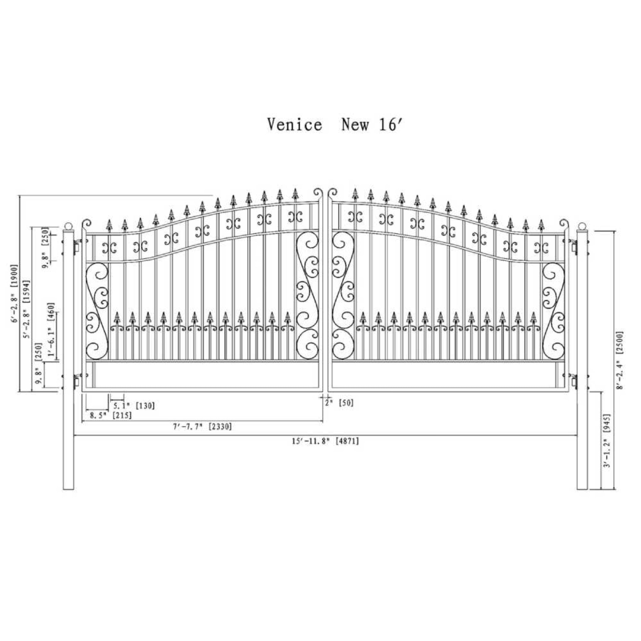[12-18FT] Heavy-Duty Venice-Style Steel Dual-Swing Driveway Gate (SAK68025) – SAKSBY WHOLESALE, view 17