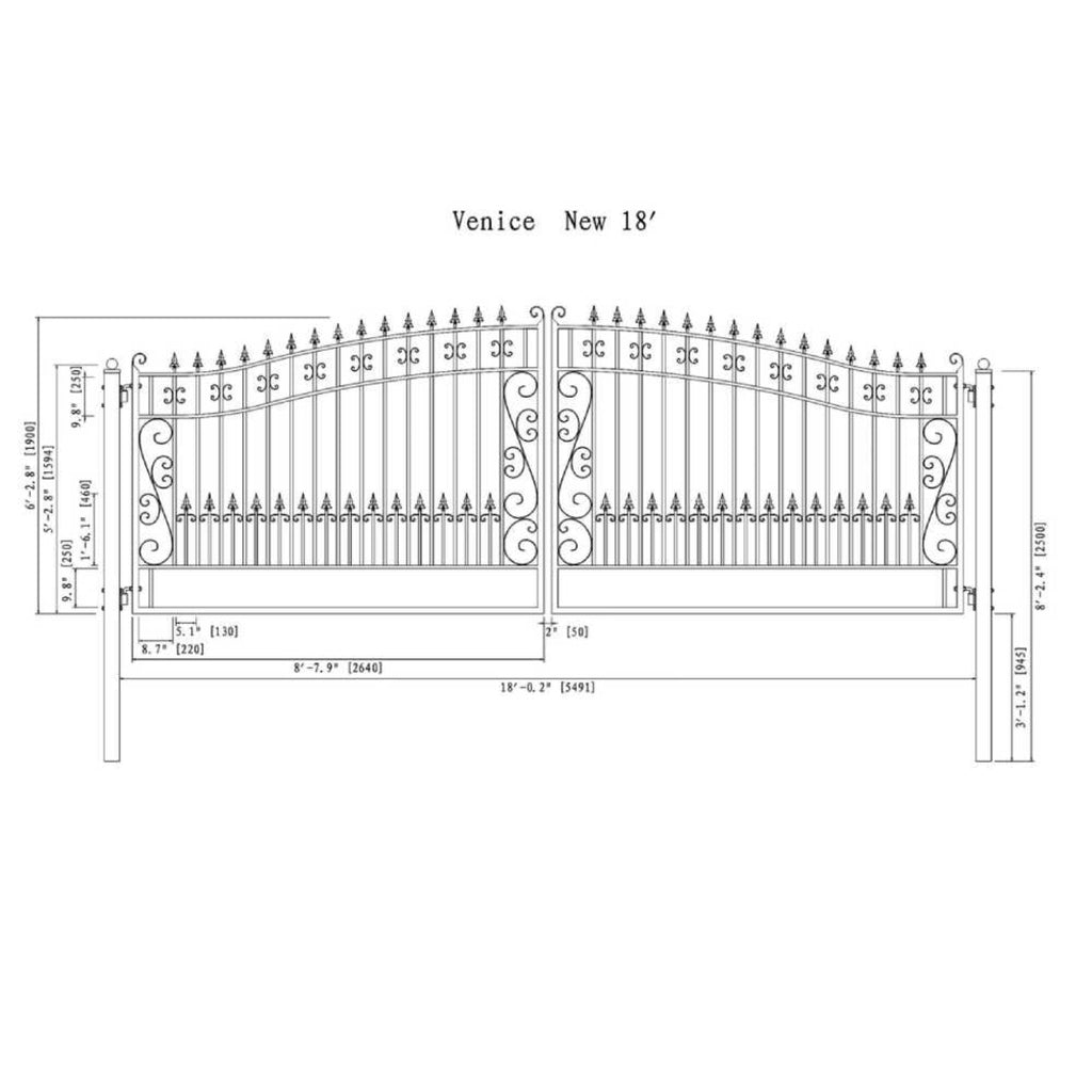 [12-18FT] Heavy-Duty Venice-Style Steel Dual-Swing Driveway Gate (SAK68025) – SAKSBY WHOLESALE, view 18